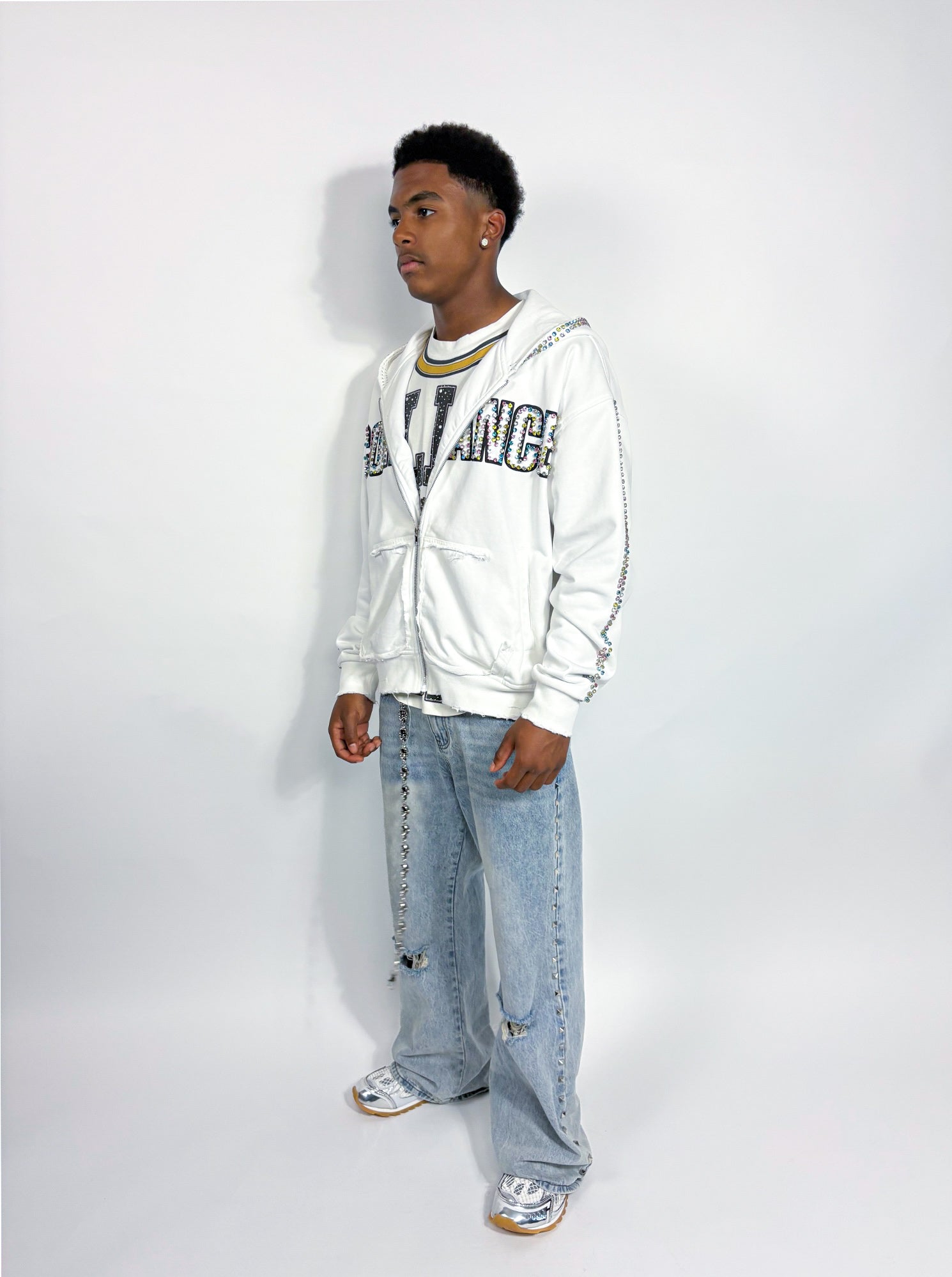 WHITE GEMSTONE ZIPUP